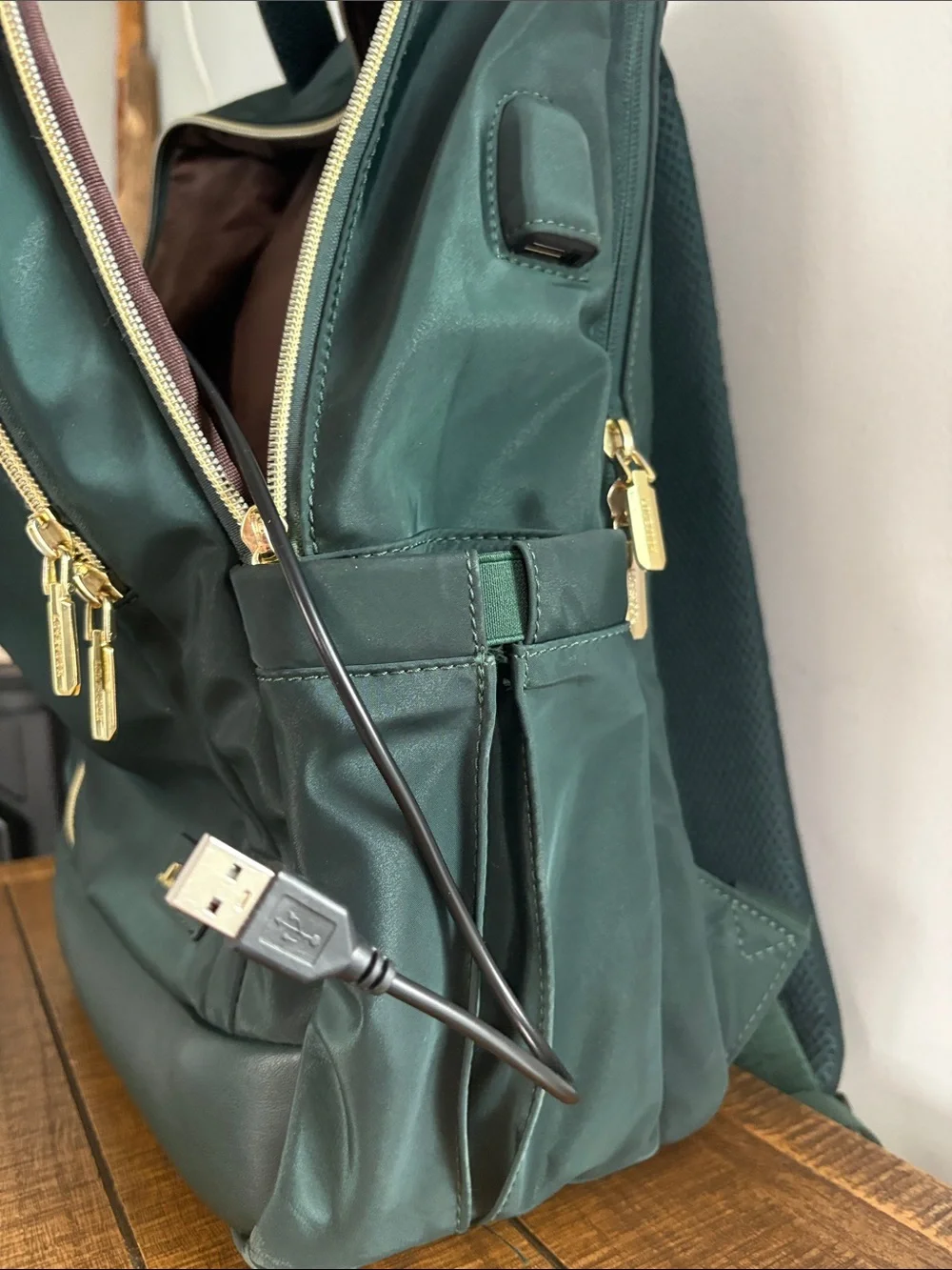 Lovevook Women’s Green Backpack with Gold Hardware